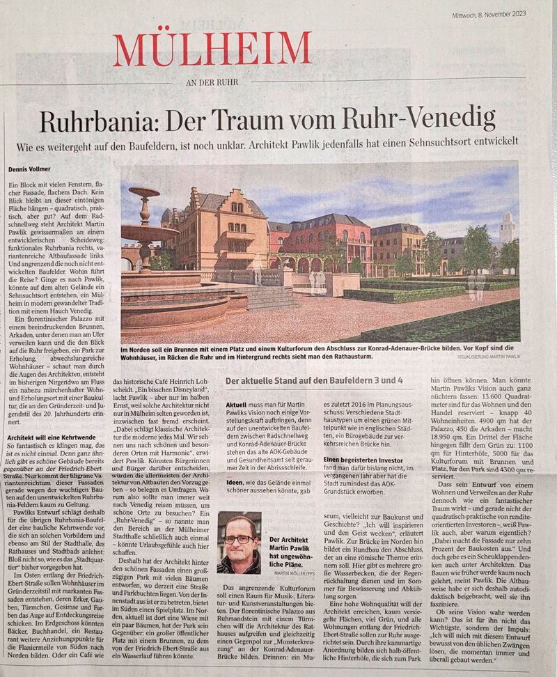 Martin Pawlik, Mülheim, Architekt, Entwurf, Visualisierung, Rekonstruktion