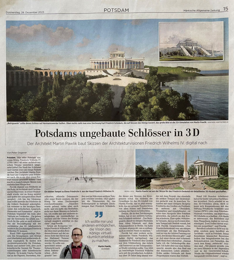 Martin Pawlik, Potsdam, Belriguardo, Visualisierung, Rekonstruktion