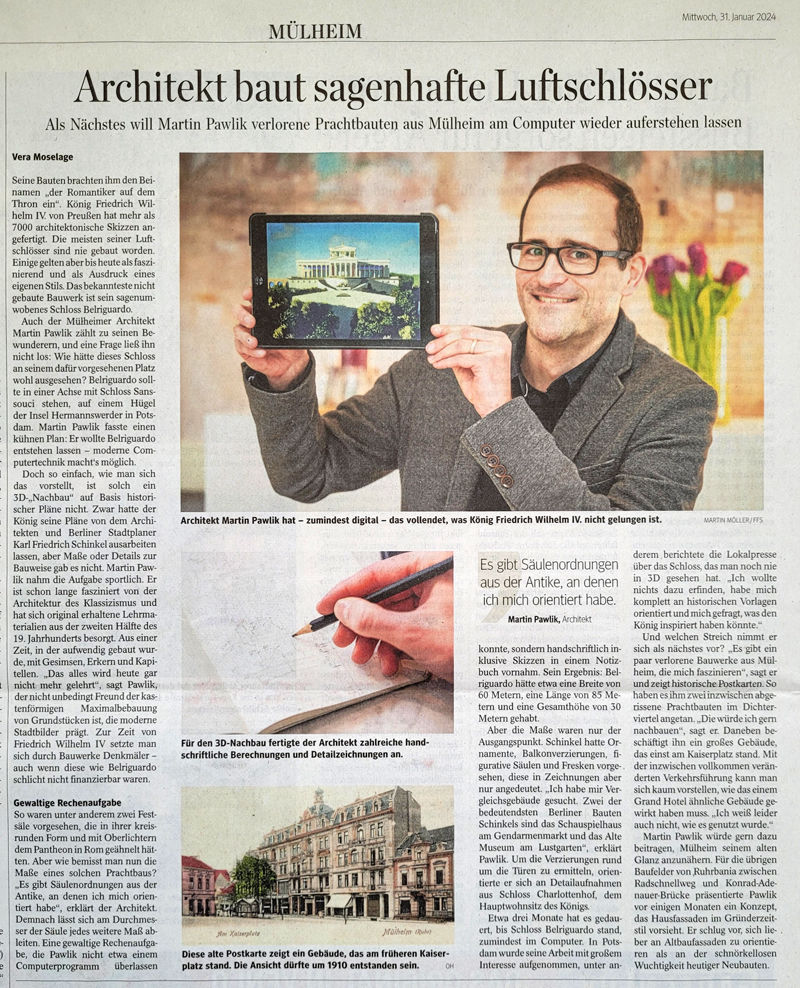 Martin Pawlik, Mülheim, Potsdam, Belriguardo, Visualisierung, Rekonstruktion
