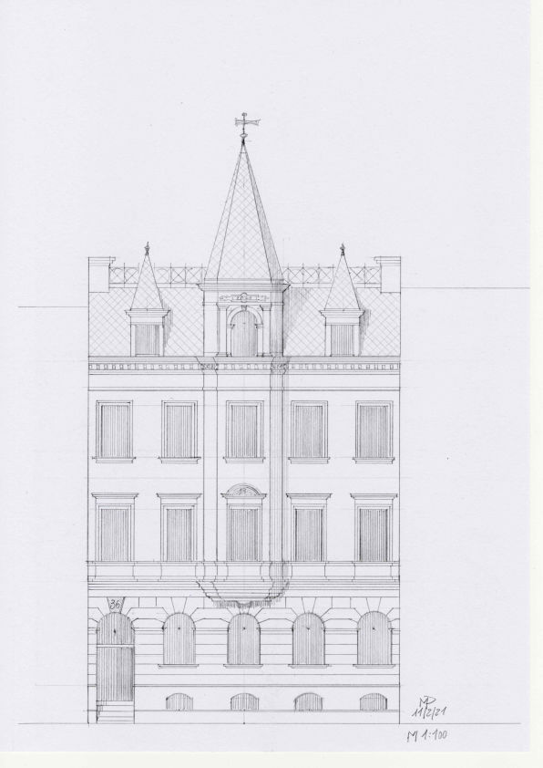 Entwurfszeichnung Fassade 3 Geschosse